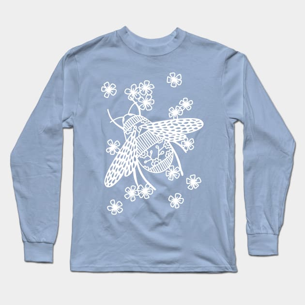 Bees Papercut Bug Illustration Long Sleeve T-Shirt by NicSquirrell